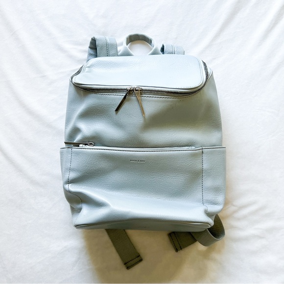 Matt & Nat Handbags - Matt & Nat Light Blue / Gray Vegan Leather Backpack